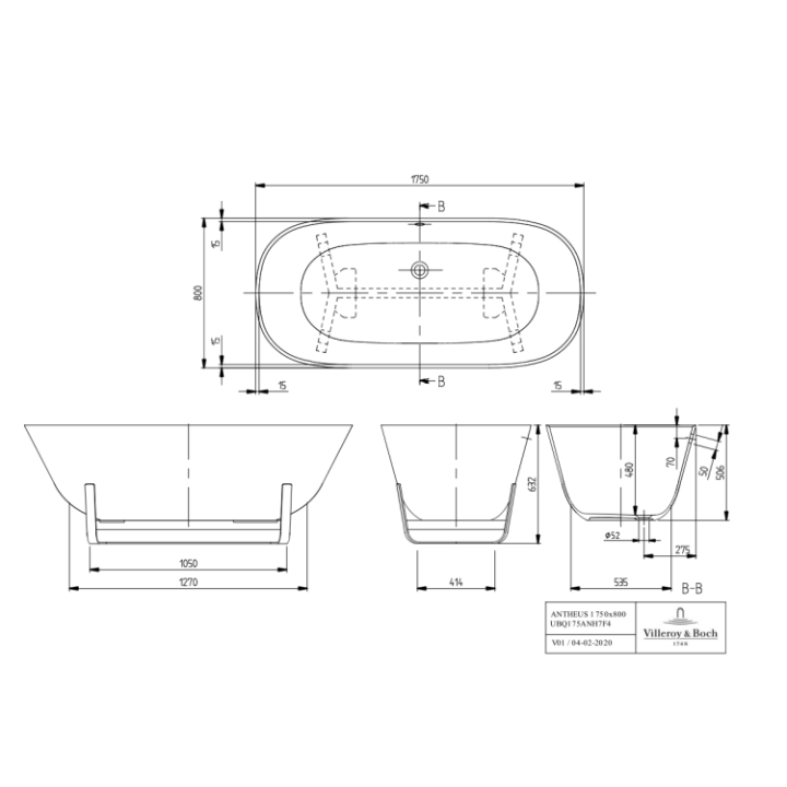 Villeroy&Boch UBQ175ANH7F4BCV-01 ванна 175x80
