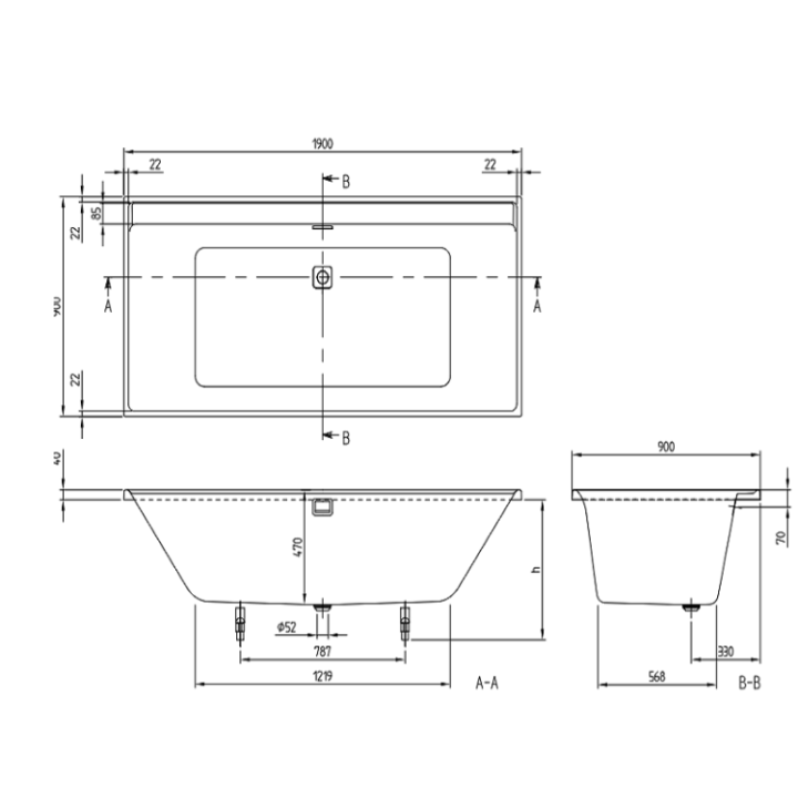 Villeroy&Boch UBA199COR2DV-01 ванна 190x90