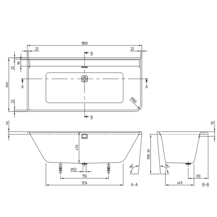 Ванна Villeroy&Boch UBA180COR9CL00VD01 Collaro