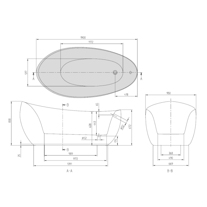 Villeroy&Boch UBQ194AVE9W1V-RW ванна 190x95