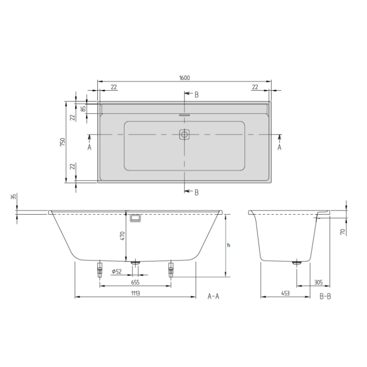 Ванна Villeroy&Boch UBA160COR2NV-01 160x75 Collaro