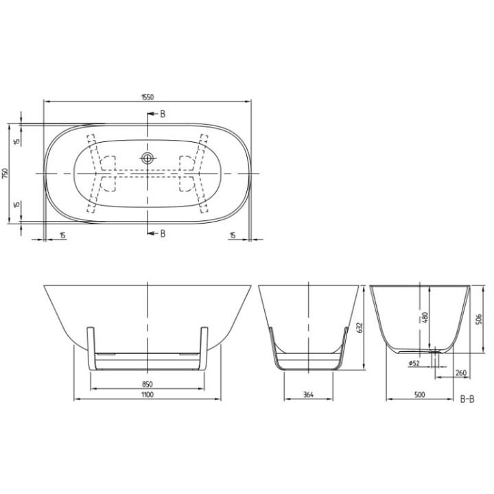 Ванна UBQ155ANH7F400V-01 Villeroy&Boch Antheus