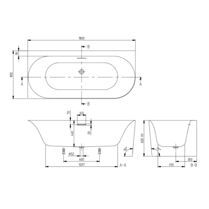 Ванна Villeroy&Boch UBA180LOF9CL00V-01 180x80 см