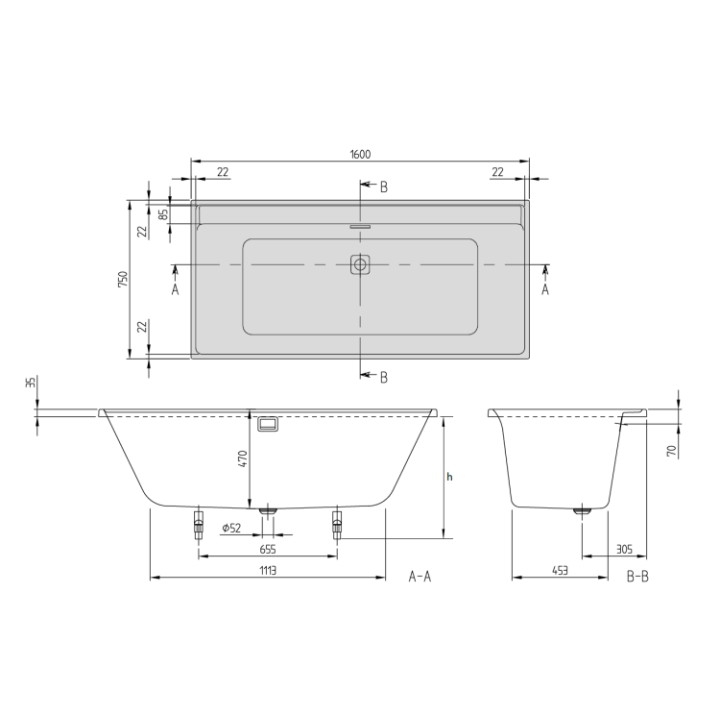Villeroy&Boch UBA160COR2PV-01 ванна 160x75 см