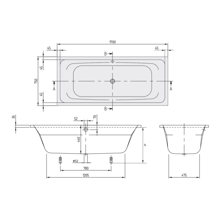 Villeroy&Boch UBA177AVN2V-01 ванна 170x70