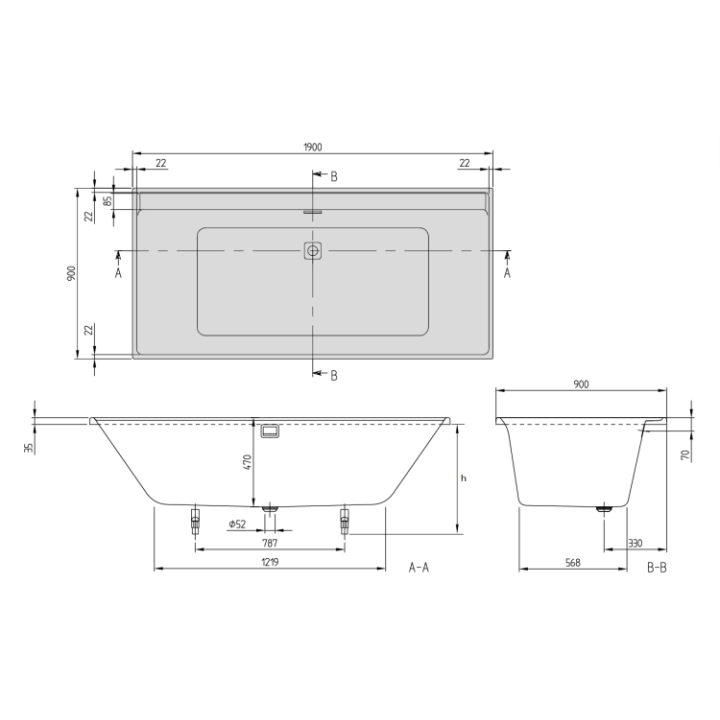 Villeroy&Boch UBA199COR2PV-01 Collaro ванна 190x90
