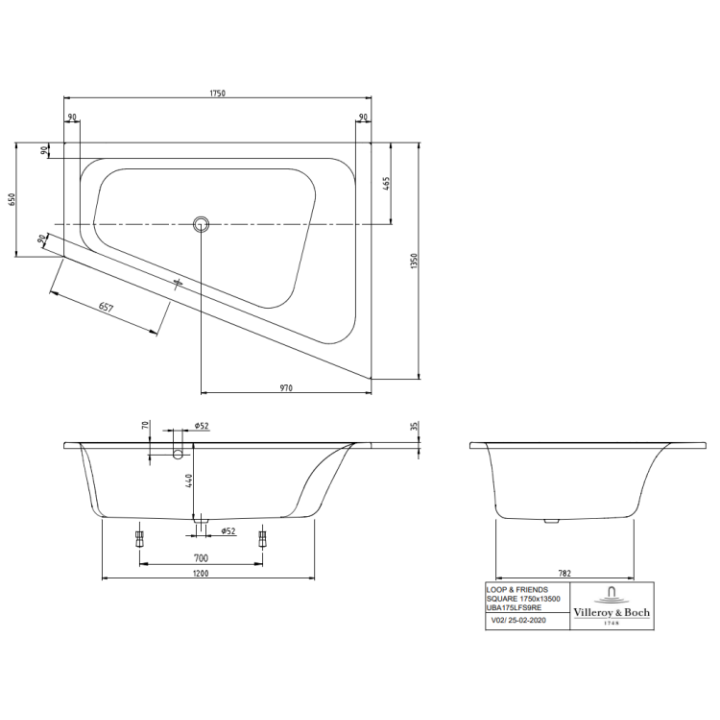 Villeroy&Boch UBA175LFS9REV-01 ванна 175x135 см