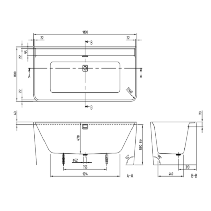 Villeroy&Boch UBA180COR9CS00VJ01 ванна Collaro