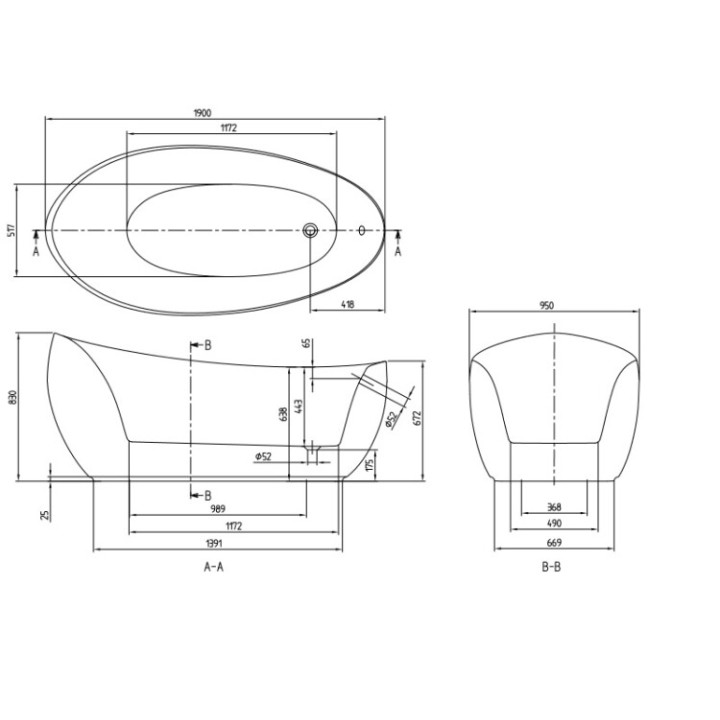 Villeroy&Boch UBQ194AVE9W1BCV-01 ванна 190x95 см