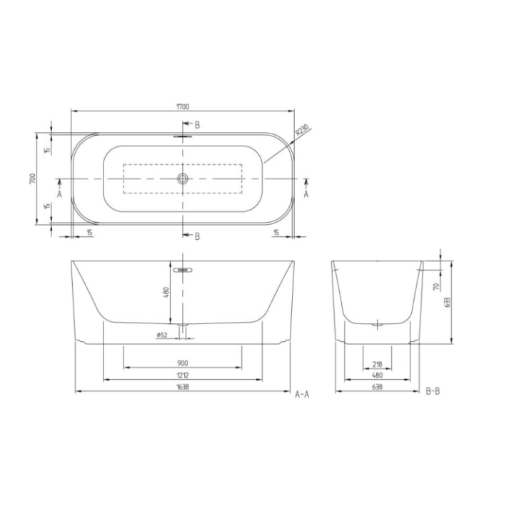 Villeroy&Boch UBQ177FIN7N100V301 ванна Finion 170x70