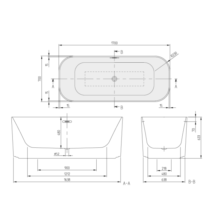 Ванна UBQ177FIN7A300V201 Villeroy&Boch Finion 170x70