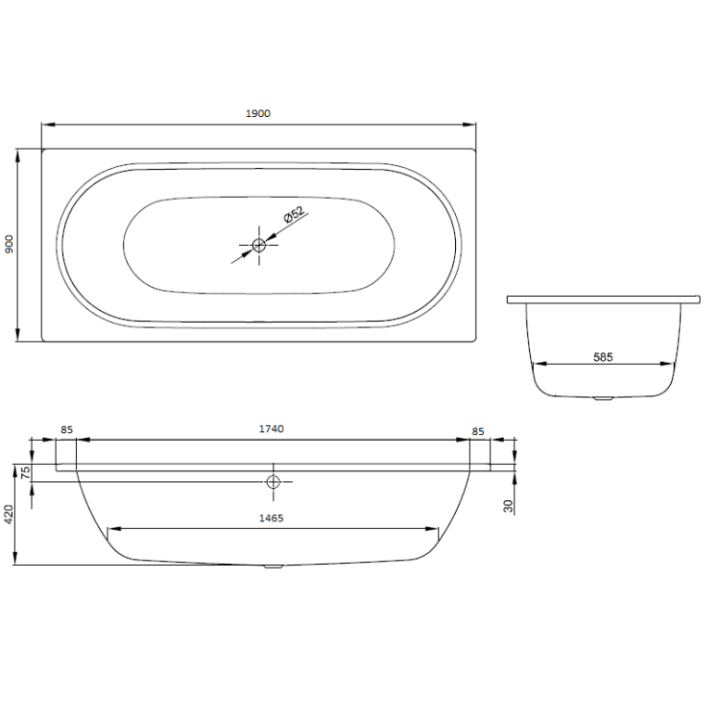 Ванна Bette 1830-000 BetteStarlet 190x90, белый