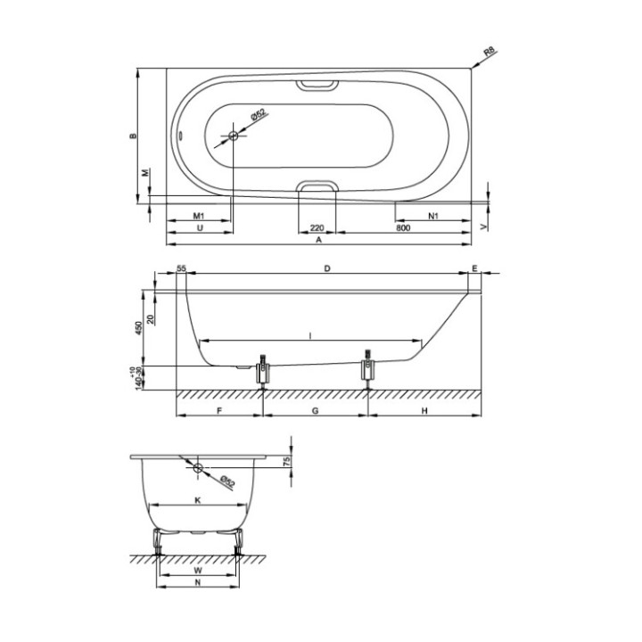 Bette 1251-000 AS ванна BetteComodo 180x80 белый