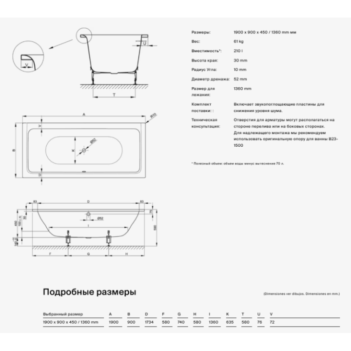 Ванна Bette 6831-000 PLUS 190x90 см