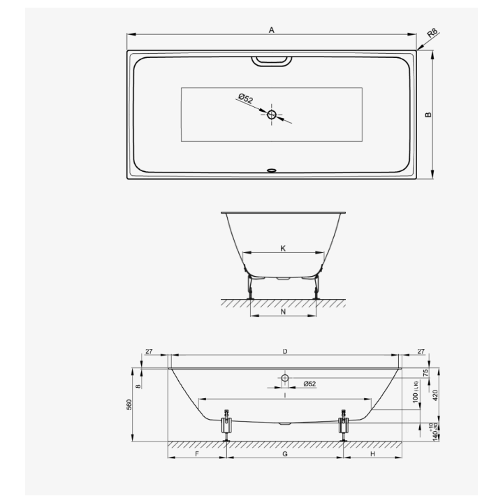 Bette 3171-000 PLUS встраиваемая ванна 170x80