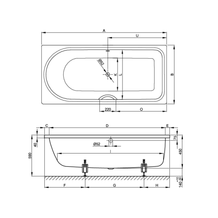 Ванна Bette 8854-000 BetteOcean 170x75 встраиваемая
