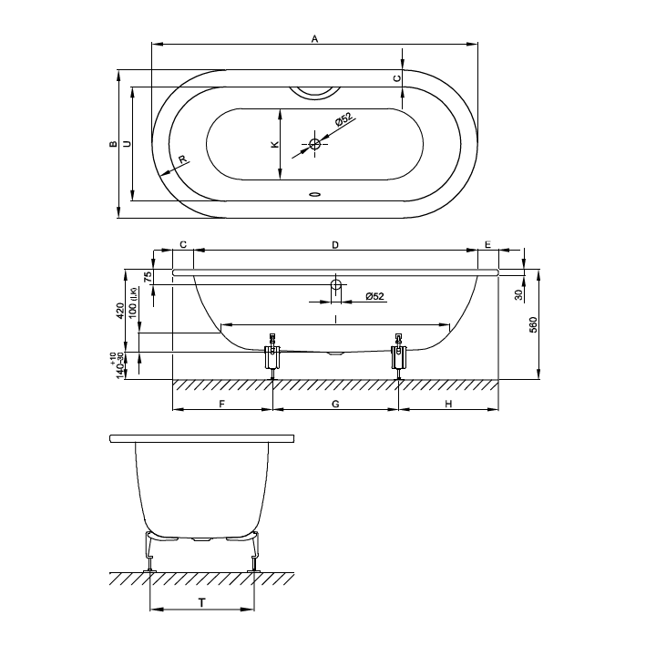 Bette 2745-000 PLUS ванна BetteStarlet Oval 195x95