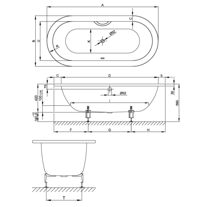 Bette 2740-000 PLUS ванна 185x85 сталь белая