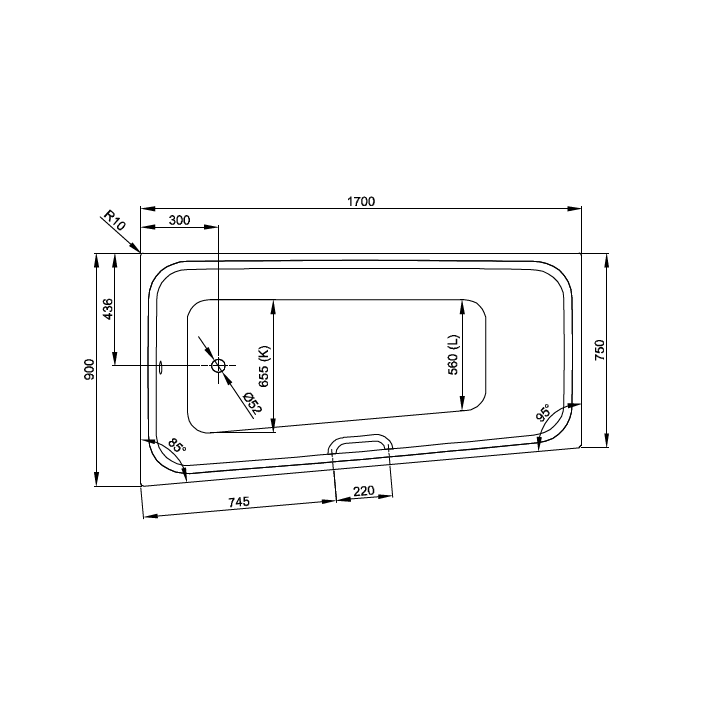Bette 1131-000 AS ванна 170x90, встраиваемая