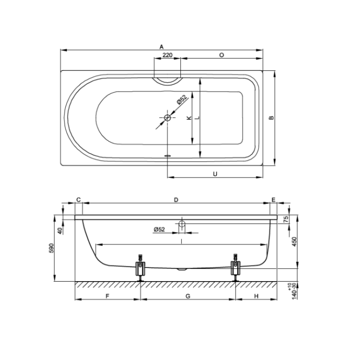 Ванна Bette 8855-000 PLUS 170x75 встраиваемая