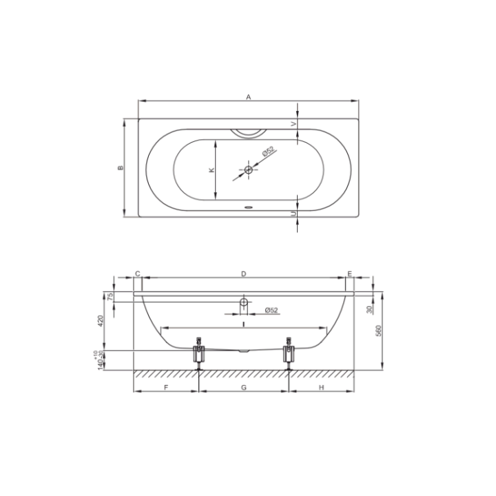 Bette 1730-000 ванна 170x70 см сталь белая