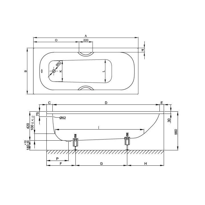 Bette 2941-000 AS ванна 150x70 встраиваемая