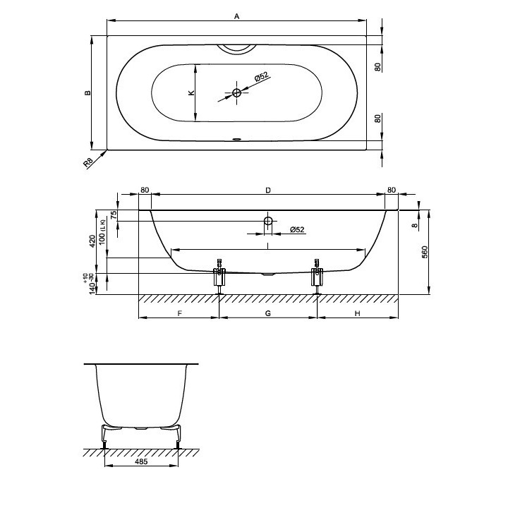 Ванна Bette 1634-000 PLUS 180x80 BetteStarlet Spirit
