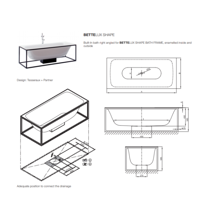 Ванна Bette 3452-056 PLUS 180x80 см Black