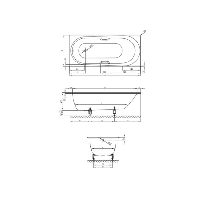 Bette 1250-003 ванна 170x75 встраиваемая