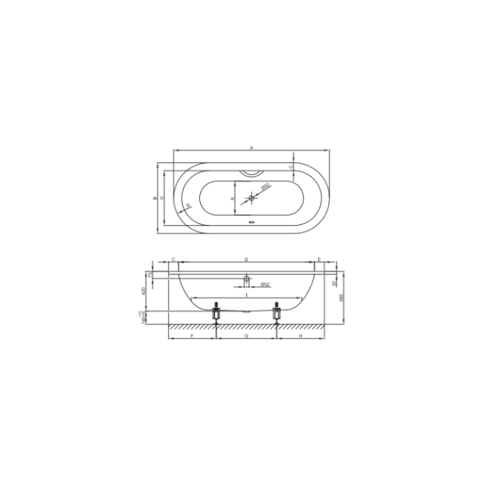 Bette 2700-000 ванна 150x80 см встраиваемая