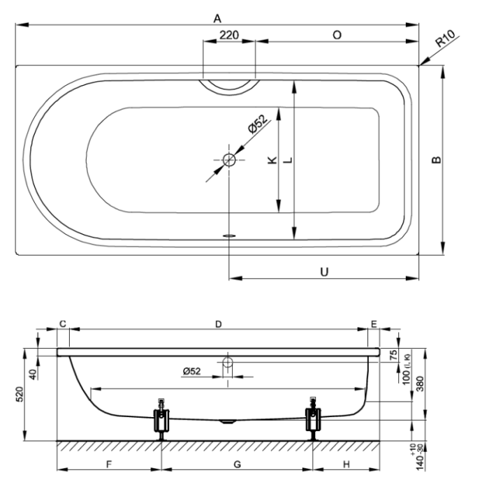 Bette 8831-000 AS ванна 160x70 см встраиваемая