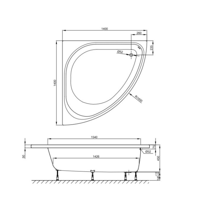Bette 6035-000 PLUS ванна 140x140 см, угловая