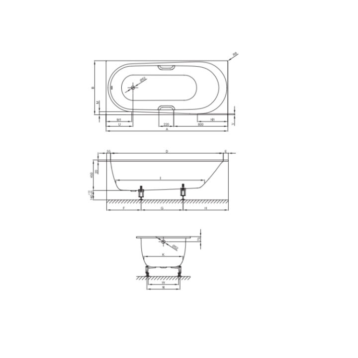 Bette 1252-000 ванна 190x90 встраиваемая белая