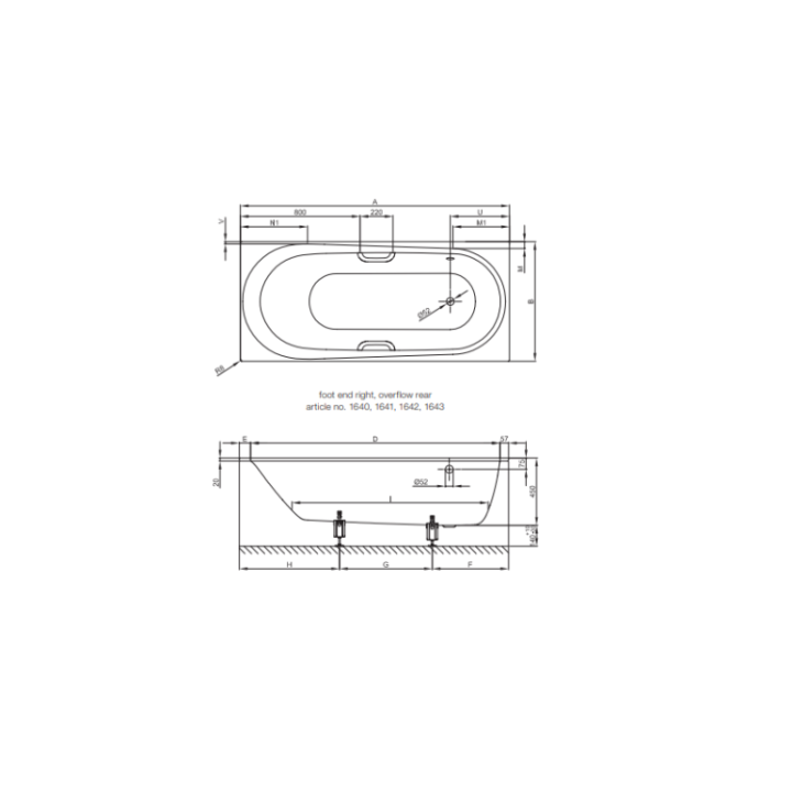 Bette 1642-000 PLUS ванна 190x90 встраиваемая