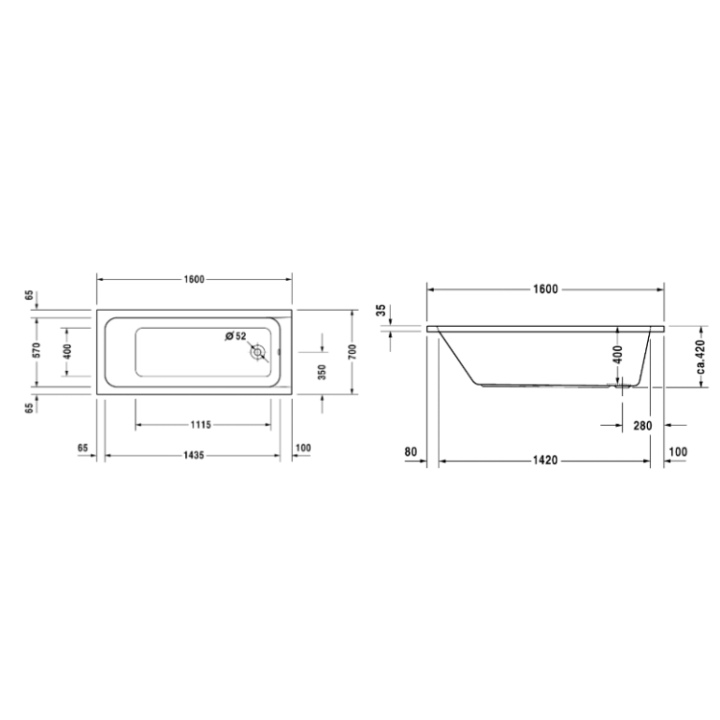 Duravit D-Code 700096000000000 ванна 160x70