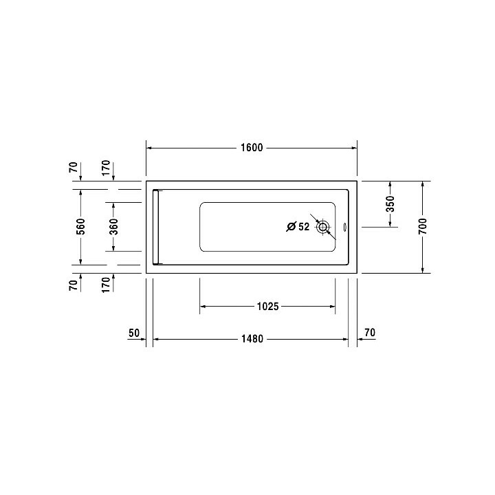 Duravit 700333000000000 ванна Starck 160x70 встраиваемая