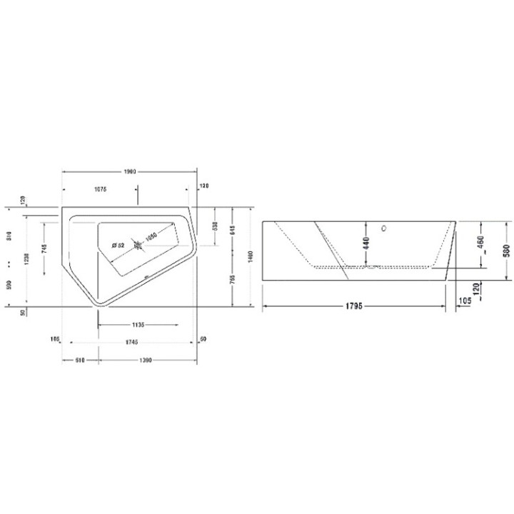 Duravit 700396000000000 ванна Paiova 190x140 белый