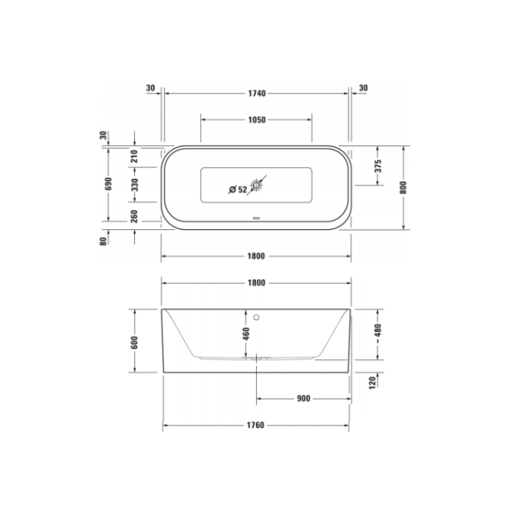 Duravit 700453000000000 ванна Happy D.2 Plus 180x80