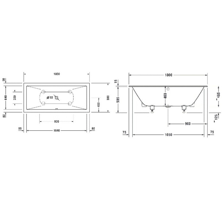 Duravit 700426000000000 ванна DuraSquare 180x80