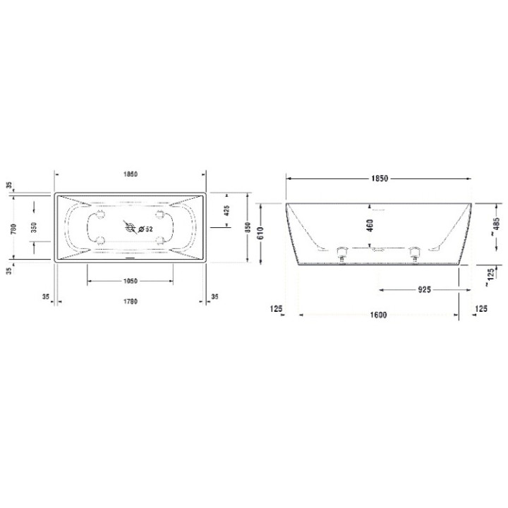 Ванна Duravit 700430000000000 DuraSquare 185x85