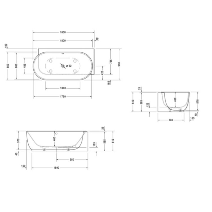 Duravit 700432000000000 ванна 185x95 см Luv белый