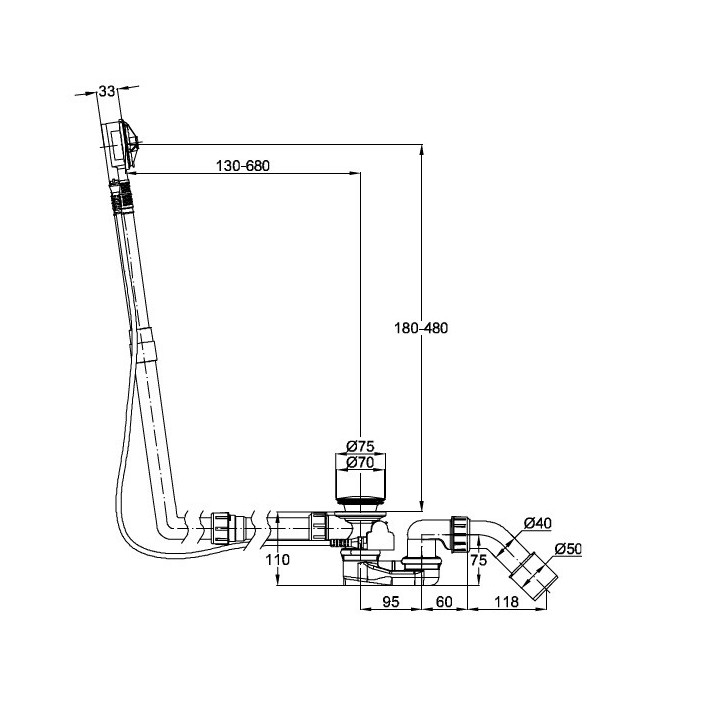 Bette B603-901 слив-перелив для ванны, хром
