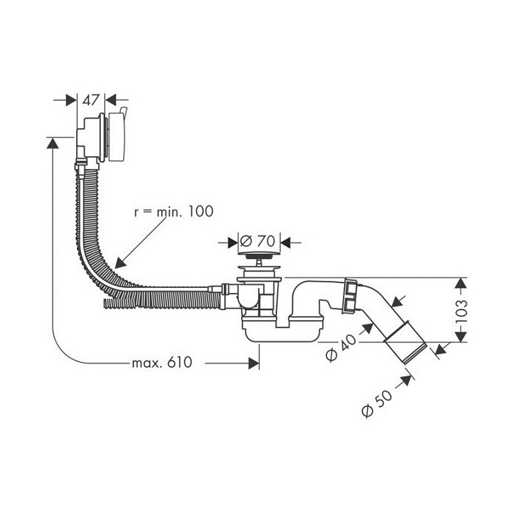 Hansgrohe 58150000 слив-перелив для ванны