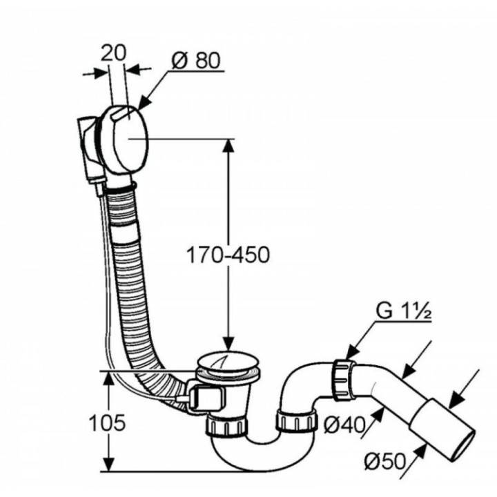 Kludi 2130005N-00 слив-перелив Rotexa для ванны
