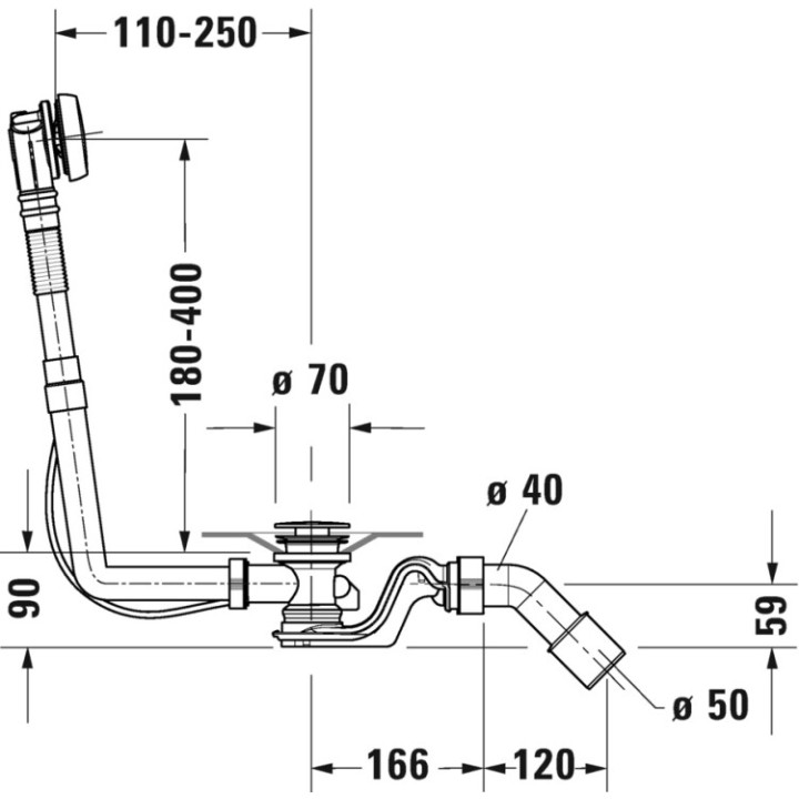 Duravit 792200000001000 слив-перелив для ванны
