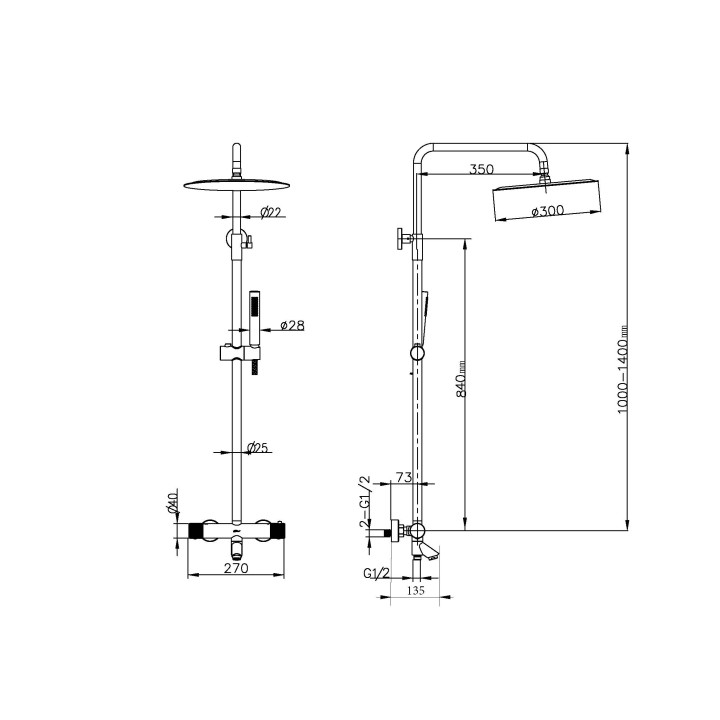 Boheme 468-T-GM душевая система с термостатом