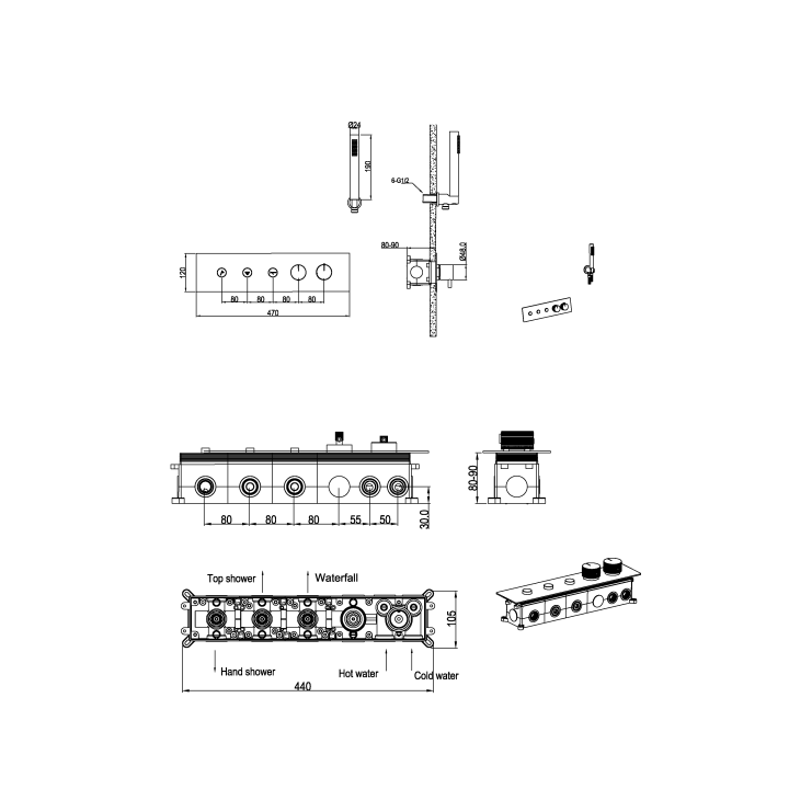 Boheme 131-SYS-G душевая система скрытый монтаж