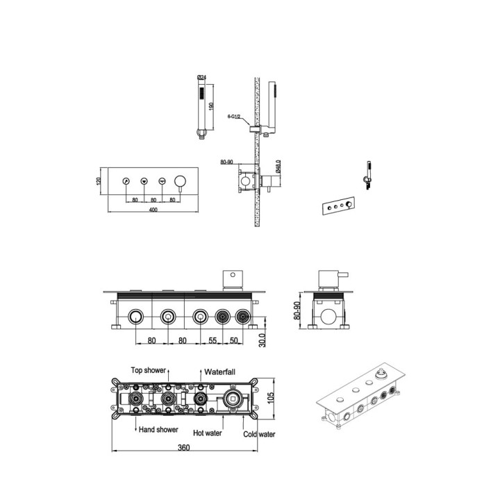 Boheme 130-SYS-CB душевая система Copper Brushed