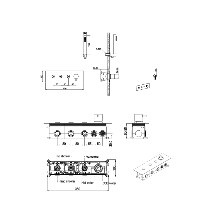 Душевая система Boheme 130-SYS-B Black