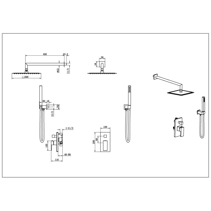 Boheme Qubic 474-3-NB душевая система скрытая